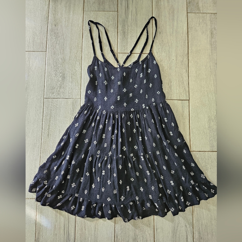 Billabong Black Mini Dress with White Floral Motif